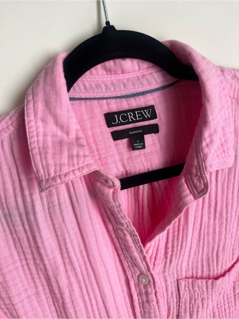 J Crew Pink Gauze Button Up Shirt
